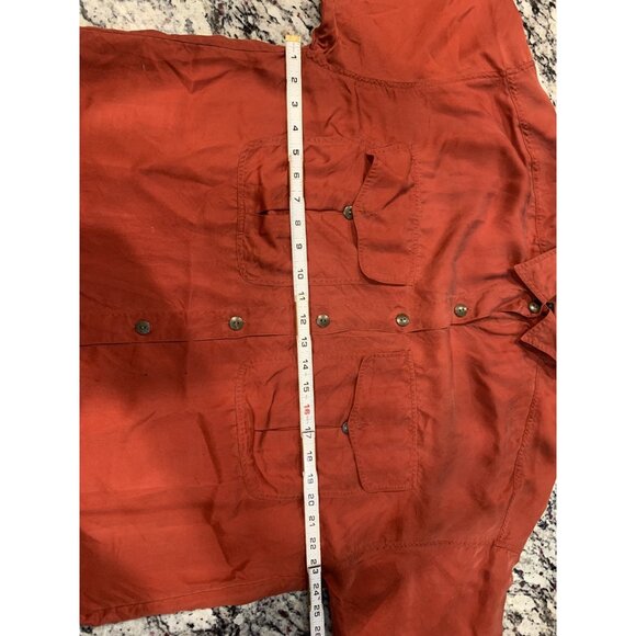 VTG Ellen Tracy Silk Blouse Size 6 Orange Long Sleeve - Picture 8 of 9